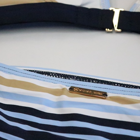 NWT Michael Kors Blue Abby Stripe Bikini - M- F001 - Picture 4 of 5
